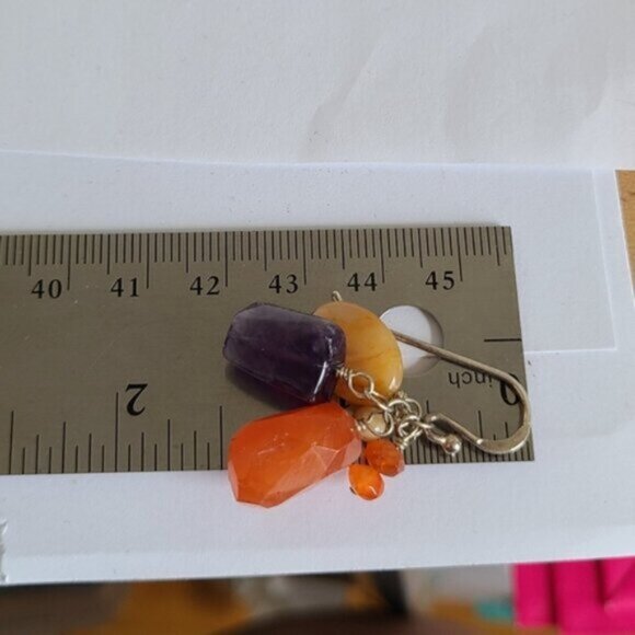 Vintage 80s Boho Barse Sterling Silver Amethyst Gemstone Beaded Dangle Earrings - Picture 10 of 10